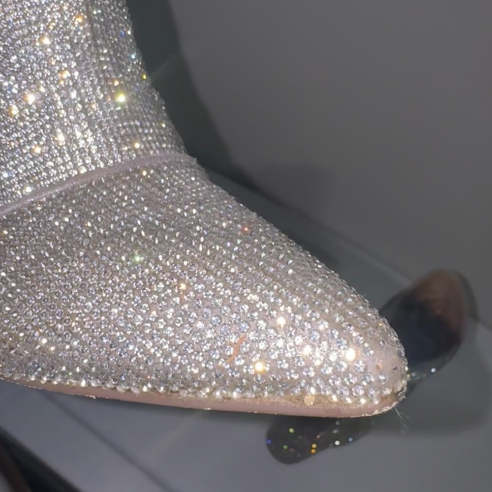 Silver Rhinestone Ankle Boots - Picture 5 of 6